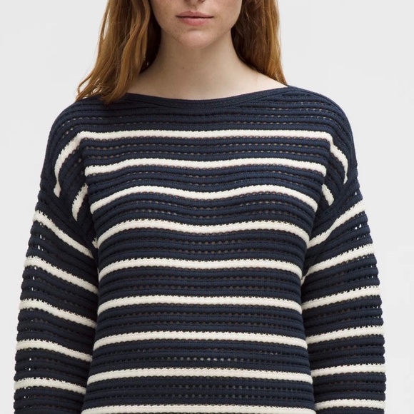 Lululemon Cotton Crochet Mesh Pullover Size Large - Picture 1 of 4